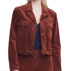L’Agence Eisenhower Crop Trucker Jacket Velvet Nubuck Brown Women’s Size L